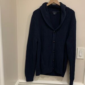 Men's Navy Shawl Collar Cardigan